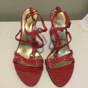 Highest Heel Red Strapy stiletto